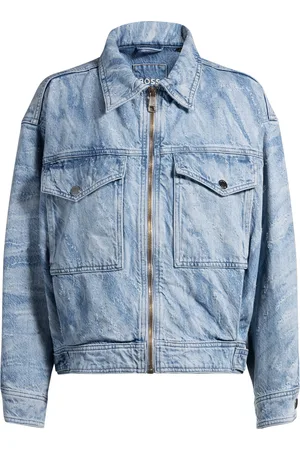 HUGO BOSS Chaqueta bomber oversize fit en tejido vaquero desgastado azul
