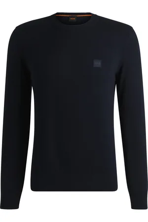 HUGO BOSS Jersey regular fit de algodón y cashmere con parche de logo