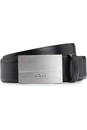 HUGO BOSS Cinturón de piel italiana con hebilla con placa y logo