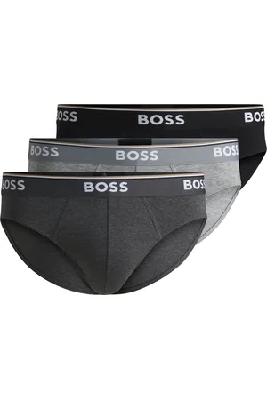 HUGO BOSS Paquete de tres slips en algodón elástico con logos en la cinturilla