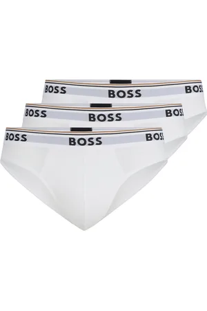 HUGO BOSS Paquete de tres slips en algodón elástico con logos en la cinturilla