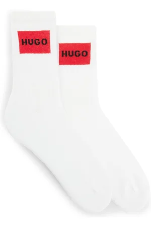 HUGO BOSS Paquete de dos pares de calcetines cortos con logos rojos
