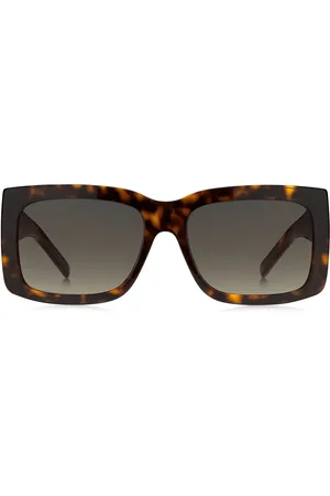 HUGO BOSS Gafas de sol de bioacetato habana con herrajes de la marca