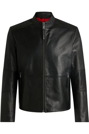 HUGO BOSS Cazadora de piel slim fit con cuello mao