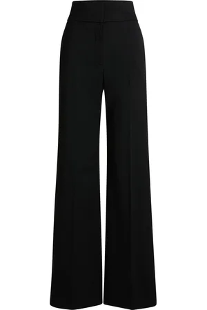 HUGO BOSS Pantalones regular fit de talle alto y pernera acampanada