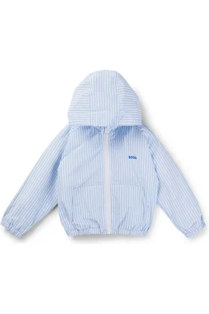HUGO BOSS Chubasquero para niños con capucha, rayas y logo estampado