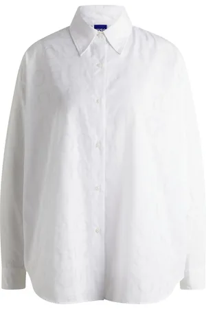 HUGO BOSS Blusa oversize fit con logo estampado en devoré