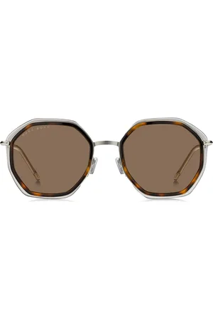 HUGO BOSS Gafas de sol en acetato habana con diseño angular y lentes marrones