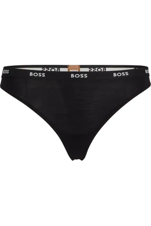 HUGO BOSS Tanga de tiro bajo en punto elástico con cinturilla logotipada