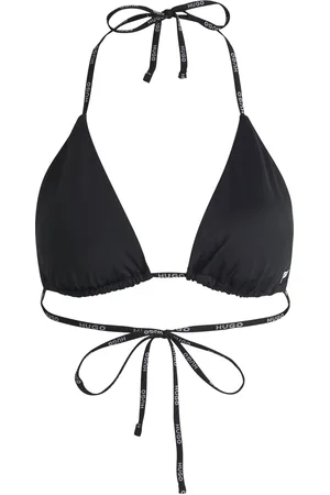 HUGO BOSS Top de bikini triangular con tirantes de logos en contraste