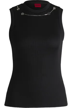 HUGO BOSS Camiseta de tirantes slim fit con cadena de logos desmontable