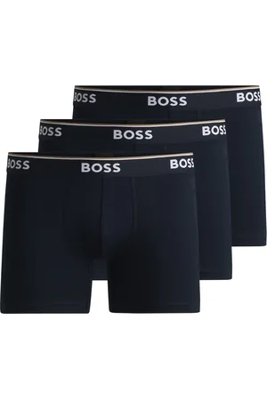 HUGO BOSS Paquete de tres calzoncillos bóxer en algodón elástico con logos