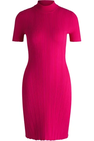 HUGO BOSS Vestido slim fit en crepé de canalé irregular