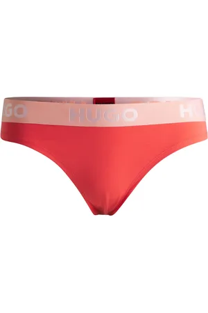 HUGO BOSS Tanga de algodón elástico con logos en la cintura