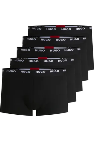 HUGO BOSS Paquete de cinco calzoncillos de algodón elástico con logos en la cintura