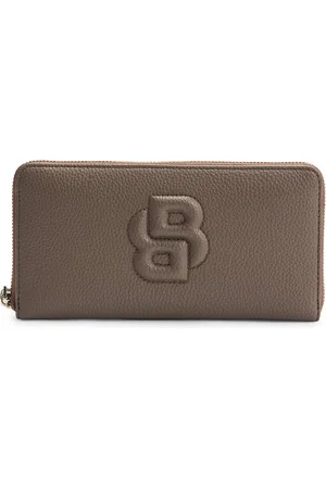 HUGO BOSS Cartera pequeña granulada con monograma Double B acolchado