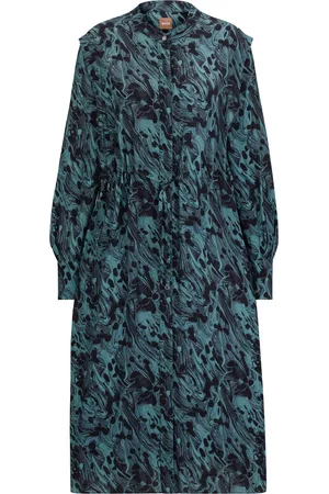 HUGO BOSS Vestido con estampado abstracto y cordón en la cintura