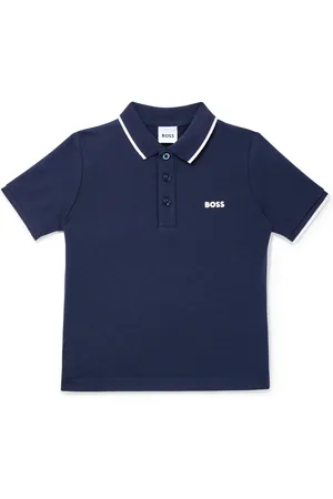 HUGO BOSS Polo de piqué de algodón con logo estampado para niños