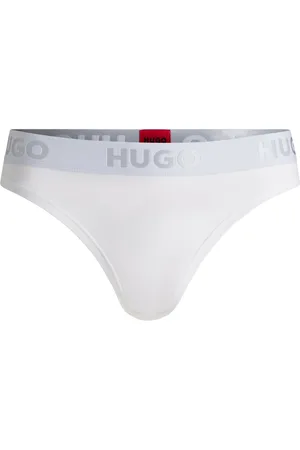 HUGO BOSS Tanga de algodón elástico con logo en la cintura