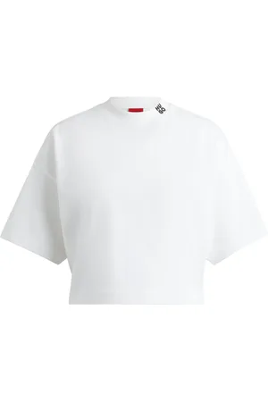 HUGO BOSS Camiseta recortada relaxed fit en punto de algodón con logo apilado