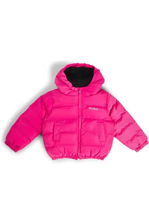 HUGO BOSS Chaqueta acolchada con capucha para niños con un logo estampado brillante