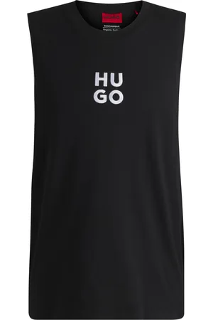 HUGO BOSS Camiseta de tirantes de punto de algodón con logo apilado bordado