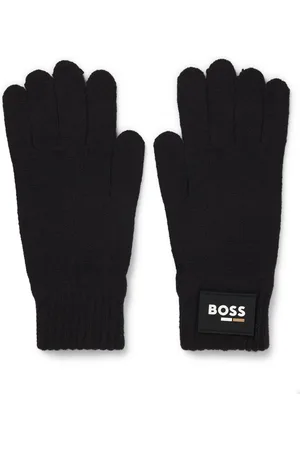 HUGO BOSS Guantes negros para niños con detalle de logo