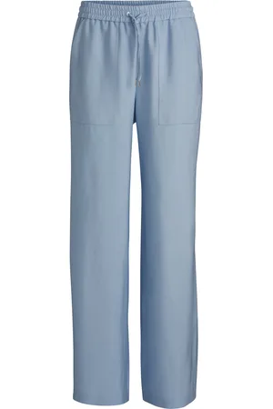 HUGO BOSS Pantalones de sarga suave con pernera ancha y cordón en la cintura