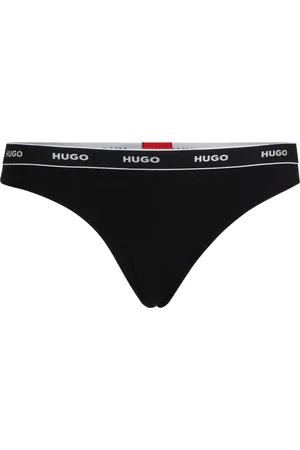 HUGO BOSS Tanga de algodón elástico con logos en la cintura