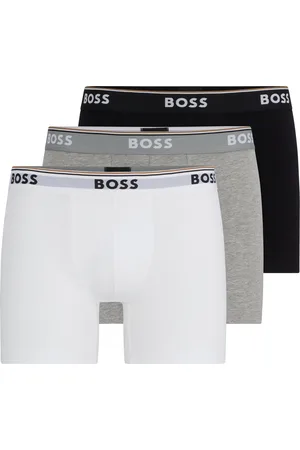 HUGO BOSS Paquete de tres calzoncillos bóxer en algodón elástico con logos