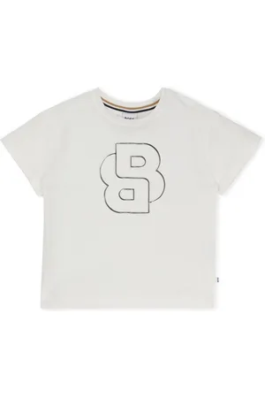HUGO BOSS Camiseta para niños en algodón elástico con monograma Double B
