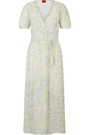 HUGO BOSS Vestido con parte delantera cruzada de tejido estampado