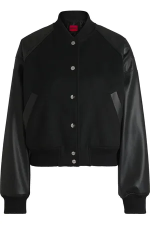 HUGO BOSS Cazadora bomber corta con mangas de piel sintética