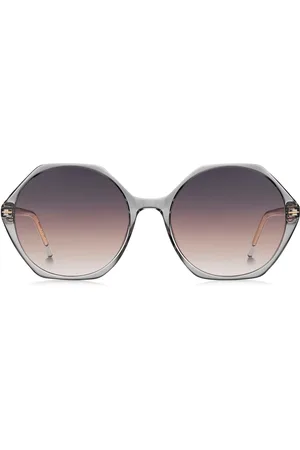 HUGO BOSS Gafas de sol de acetato transparente con montura hexagonal