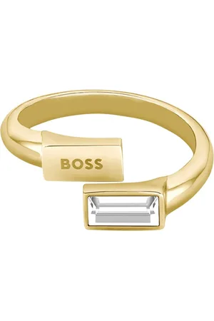 HUGO BOSS Anillo en con logo y cristal con corte baguette