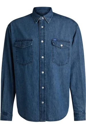 HUGO BOSS Camisa relaxed fit en denim de algodón azul