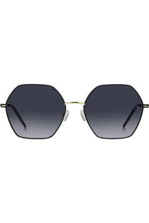 HUGO BOSS Gafas de sol angulares en acero negro y tonos dorados
