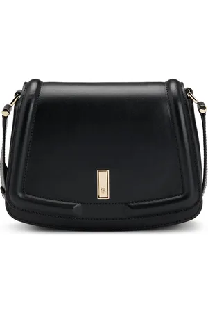 HUGO BOSS Bolso de piel con solapa, herrajes de la marca y monograma