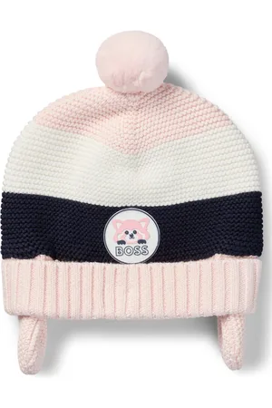 HUGO BOSS Gorro de punto para bebé en algodón con insignia de panda rojo