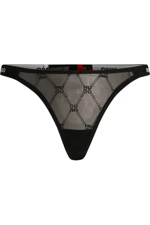 HUGO BOSS Tanga con banda elástica de la marca y logos apilados