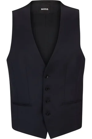HUGO BOSS Chaleco slim fit en sarga de lana virgen