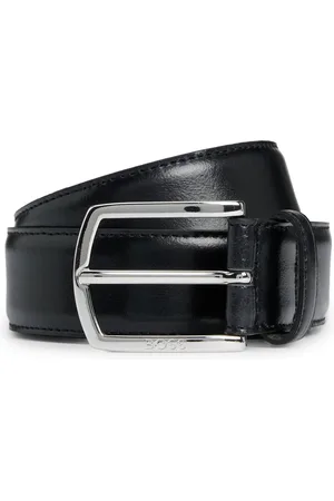 HUGO BOSS Cinturón de piel italiana con hebilla de la marca y forro completo