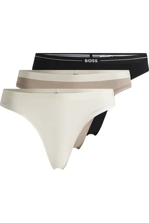 HUGO BOSS Paquete de tres tangas de algodón elástico con logo en la cintura