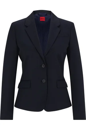 HUGO BOSS Chaqueta recta en tejido elástico con solapas descendentes