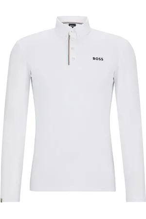 HUGO BOSS Camisa blanca de exhibición para equitación con detalles de rayas de la marca