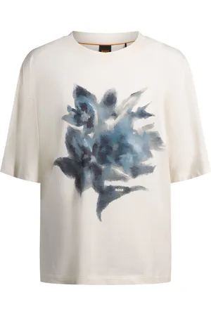 HUGO BOSS Camiseta oversize fit de punto de algodón con ilustración de temporada