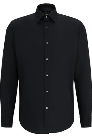 HUGO BOSS Camisa regular fit en popelín de algodón elástico de planchado fácil