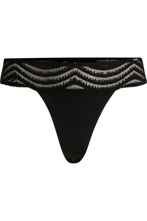 HUGO BOSS Tanga con ribete de encaje y detalle de logo