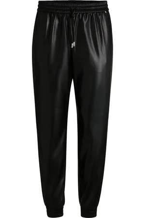 HUGO BOSS Pantalones de piel sintética con cordón en la cintura