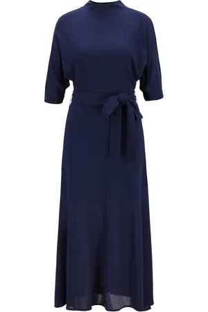 HUGO BOSS Vestido de cuello alto con cinturón de anudar